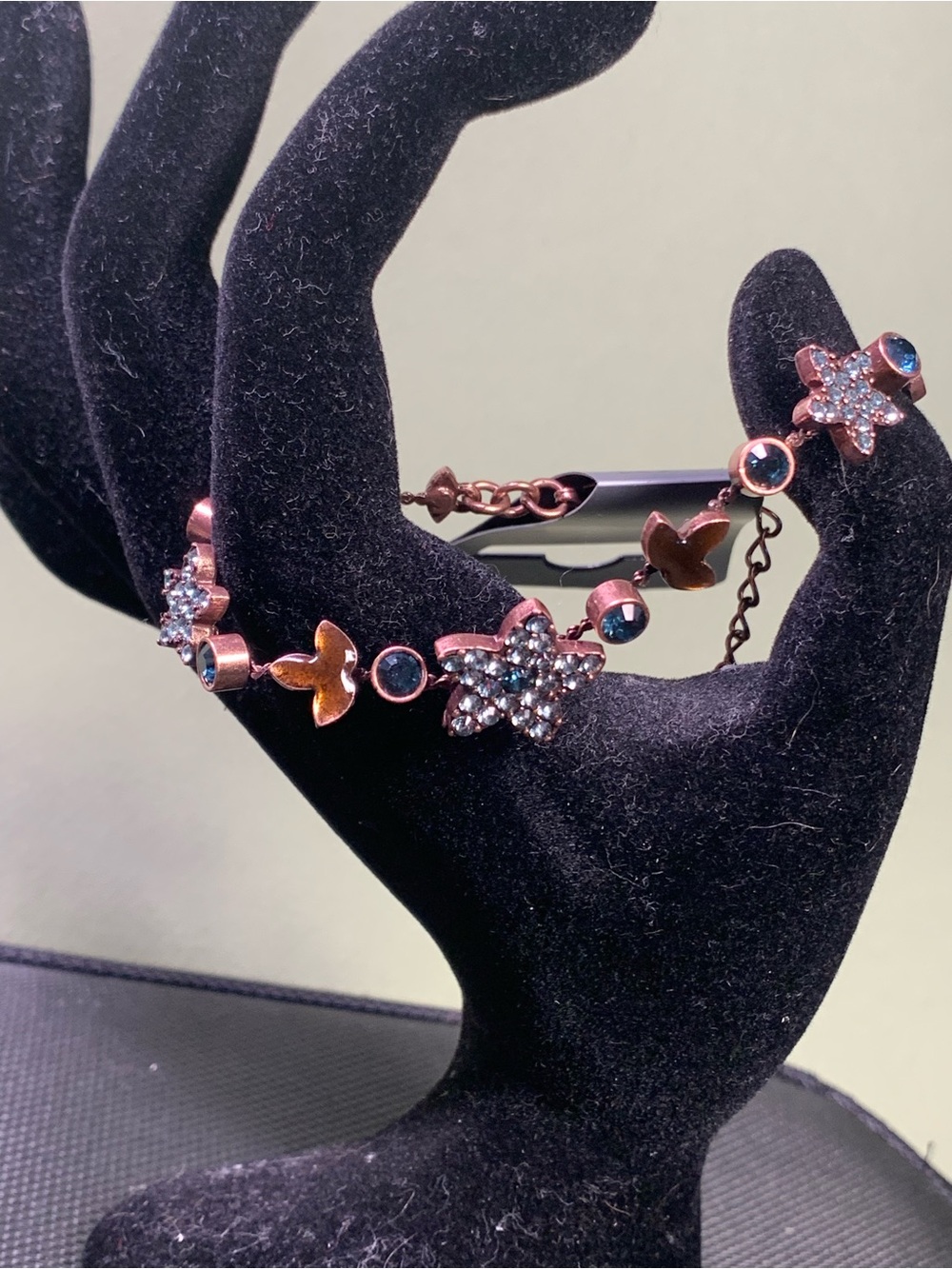 Rose Gold Flower & Leaf Crystal Bracelet - Women Jewelry